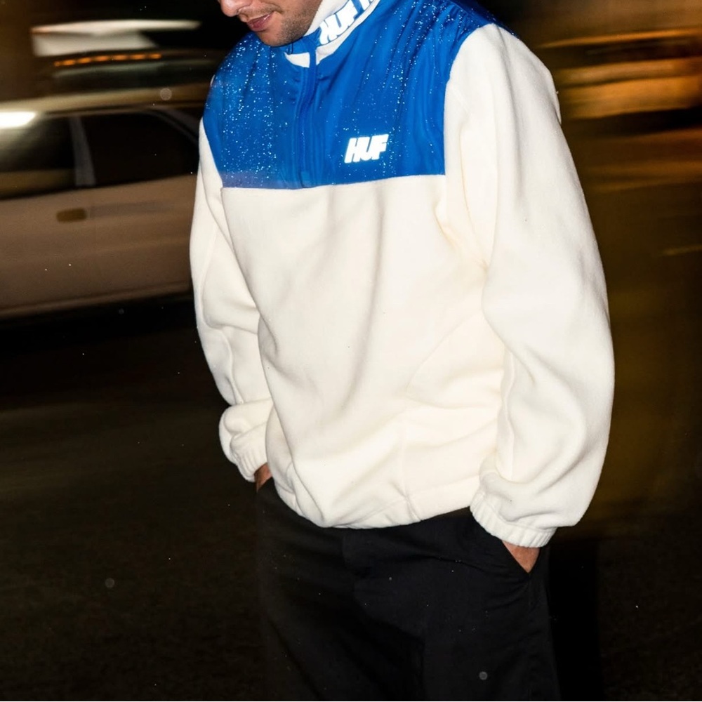 HUF Men's NAULS Polar 1/4 Zip Fleece Pullover Large - JK00369